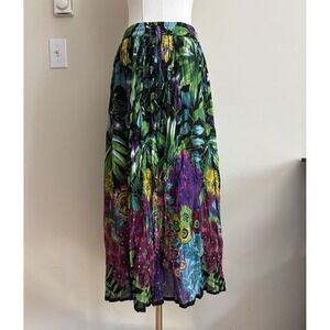 Take Two Broomstick Crinkle Long Skirt Size Petite Large Floral Boho Flowy Y2K